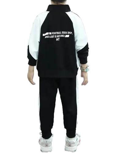 easyforever Kids Boy Tracksuit Stand-up Collar Zipper Jacket Coat And Jogger Pants Clothing Set Sweatpants Activewear Set2
