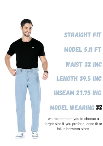Image of Men's Straight Fit Stylish Non Stretch Mid Rise Pure Cotton Crafted with Premium Fabric Relaxed Jeans Available in Variety of Colour