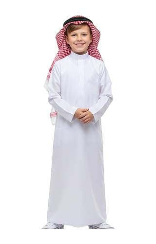 Costumizate! Disfraz de Jeque Árabe para Infantil en Varias Tallas. Traje Tradicional Elegante, especial para Carnaval y Fiestas. (7-9)