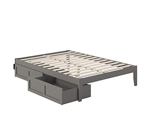 Atlantic Furniture Colorado Bed with USB Turbo Charger and 2 Drawers, Full, Grey
