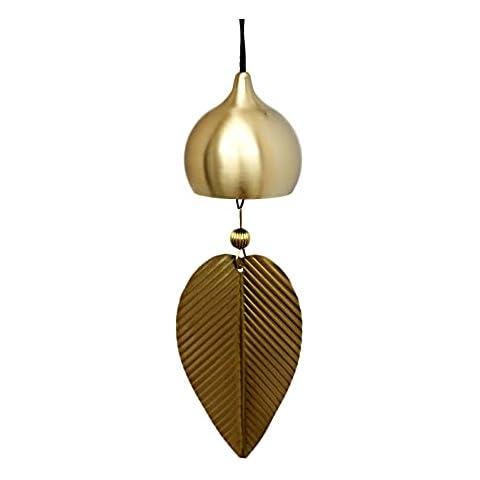 Weskjer Falling leaves shape wind chimes,Outdoor Hanging Golden Copper Bell Windchime for Balcony porch patio courtyard garden car lawn decoration Cover