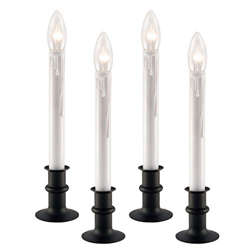 612 Vermont Ultra-Bright LED Window Candles with Timer, Battery Operated, Metal Base, White