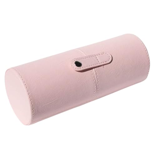 DECHOUS Porte-Pinceaux de Maquillage Portable en PU Rose, Organisateur d'Outils Cosmétiques Compact, Seau Cylindrique pour Rangement de Pinceaux, Trousse de Voyage Pratique et Légère