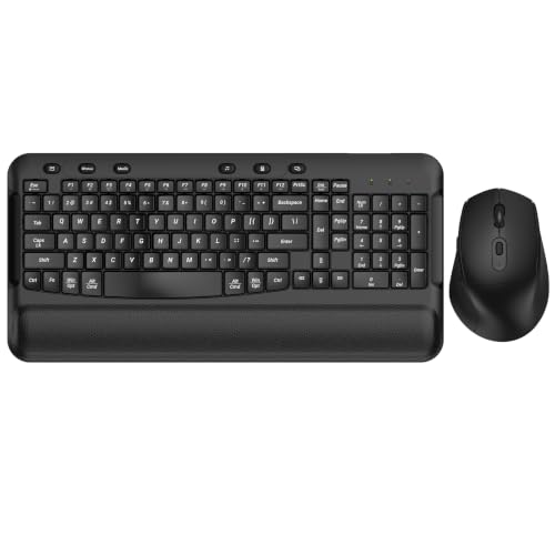 Image of Ergonomic Wireless Keyboard and Mouse, Silent Wave Keys with Soft Palm Rest