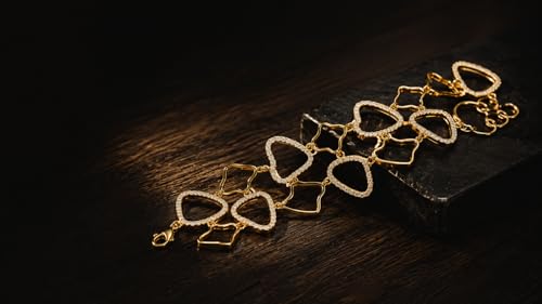 Image of Irregular Link Statement Bracelet | 18K Gold Toned High-Fashion Wristwear | Waterproof Daily Wear Old Money Style Bracelet for Her