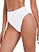 Colloyes Women's High Waisted High Cut Thong Bikini Bottom White Size Medium