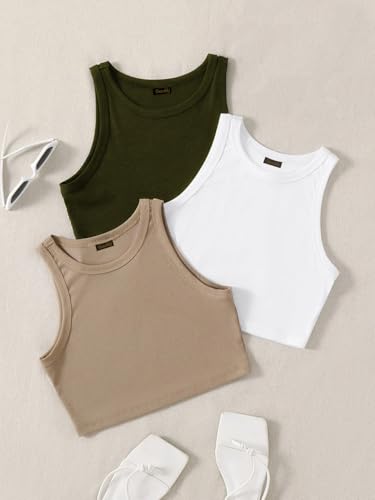 Image of Tops for Women Crop Top for Women's Tank Activewear Tee Sports Western Casual Cotton Camisole Pack of 3 Combo