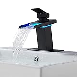 LED Light Bathroom Faucet Waterfall Single