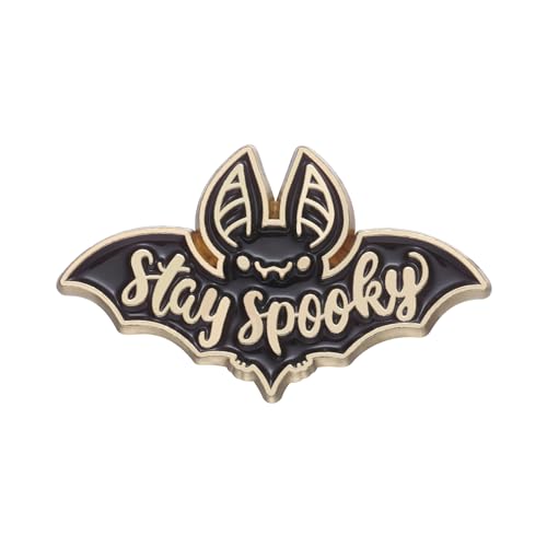 Image of Stay Spooky Enamel Lapel Pin Bat Hero Animal Brooch Metal Badge Black Bat Clothing Accessory Corsage Collar Pin