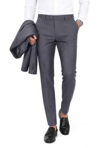 Monteluca Formal Pants for Men Office Wear (Darkgrey - 34 Waist) - Premium Regular Fit Formal Trouser for Men, Boys, Gents Bottom Formal wear for Office Meeting, Party, Gathering, Wedding