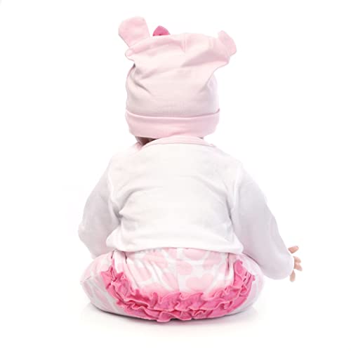 Cakunmik Reborn Baby Dolls Mädchen 22 Zoll mit offenen Augen, realistische weiche Silikon-Neugeborenen-Babypuppe, echtes… – Bild 6