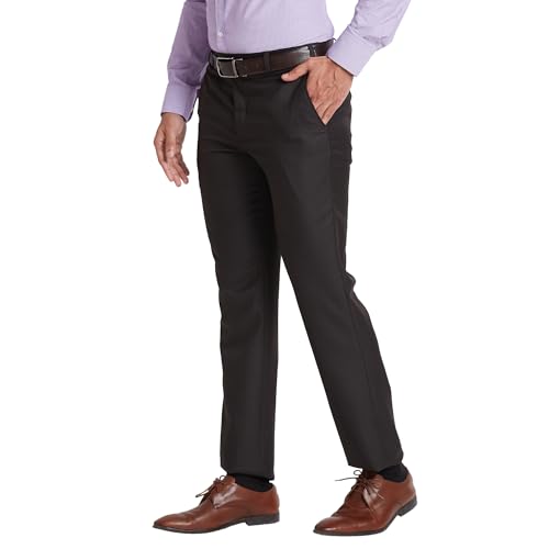 Image of Park Avenue Smart Fit Polyester Blend Checks Pattern Flat Front Formal Trouser