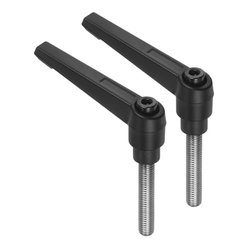 Image of uxcell 2pcs Clamping Lever Handles, M8 x 40mm 304 Stainless Steel Threaded Male Stud, Adjustable Handles Locking Quick Release Ratchet Push Button Bolt Knobs, Black