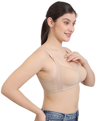 Image of GLAMORAS Nylon Blend Full Coverage Minimizer Everyday Bra for Women | Seamless, Wirefree, Padded Everyday Bra with Soft Cups | Size: 34-42, B Cup