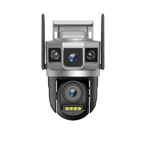 KKENZA Cámara IP 4G-SIM WiFi 12MP 6K Lente Dual Triple Pantalla Monitor de Red Inteligente V380 Protección de Seguridad CCTV Cámaras for el hogar(AU Plug,WiFi CAM 128GB Card)