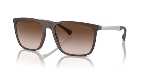 Emporio Armani Men's EA4150 Rectangular Sunglasses, Brown, 59 mm2
