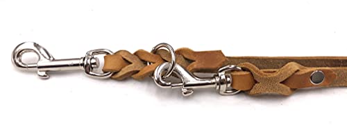 Hundeleine Fettleder kleine Hunde/große Hunde 2m / 2,40m / 2,80m / 3,50m / 5m Doppelleine verstellbar (2m X 12mm, Cognac)