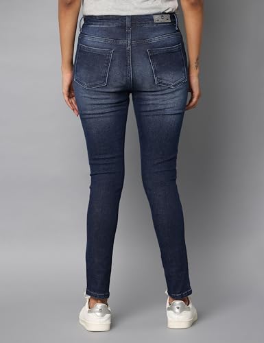 Image of WEARHOUSE Denim Women's Jeans | High Waist, Stretchable Cotton Jeans | Skinny Fit |(Dark Indigo)