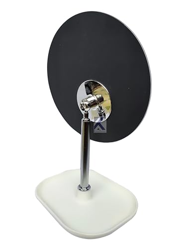 Image of Tabletop Removable Handle Makeup Unframed Vanity Mirror Beauty Make up Cosmetic Stand for Shaving & Makeup Bedroom Bathroom (Plastic Base - Round)
