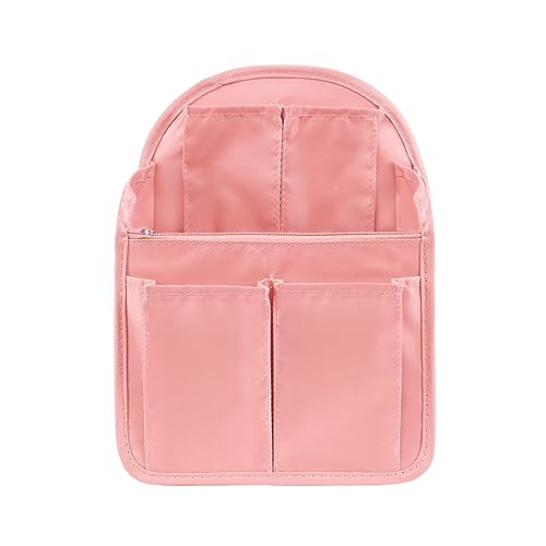 Surblue Backpack Organizer Insert Liner Hanging Travel Rucksack Purse and Handbag Insert Pocket, High-capacity Divider Foldable Nylon Shoulder Bag Organizer for Men and Women, (Purepink, M)