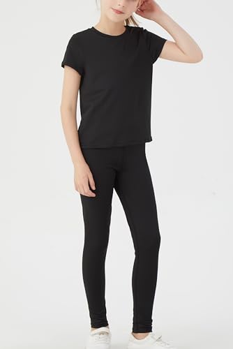 Image of DANI CHINS Girl Athletic Shirt and Compression Leggings Set for Casual Workout Sports