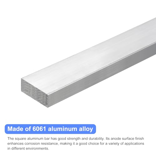 Image of uxcell Square Aluminum Flat Bar, 9 /16 inch Thick 1.6 inch Width 10 inch Length Square Aluminum Bar 6061 Aluminum Flat Plate, 15 x 40 x 254mm T6511 Solid New Mill Stock for Industrial Building