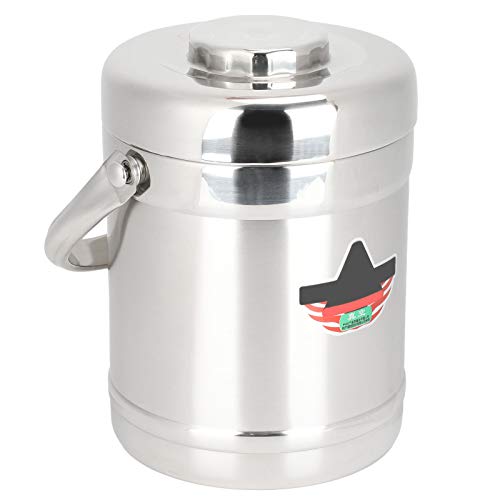 NOENNULL Fiambrera de acero inoxidable aislada al vacío, contenedor de alimentos calientes para uso diario, 1.8 L, color plateado, 8.3 x 5.9 pulgadas, diseño de 3 niveles