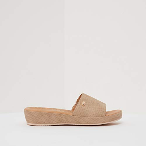 Image of shoexpress Women's Textured Slip-on Sandals with Platform Heels
