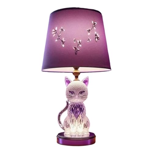 fxwtich Cat Desk Lamp with Soft Glow & Elegant Cat Base - Ambient Lighting for Bedroom, Office, Nursery - Unique Gift for Mothers, Wives | Cute Portable Table Lamp with Whimsical Style & Relaxing Moo
