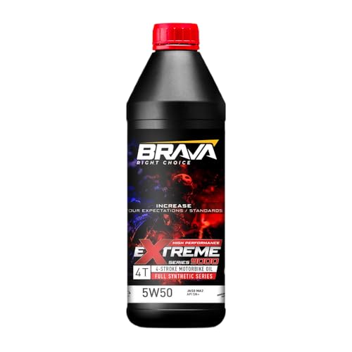 Brava Extreme 9000 4T 5W-50 Halbsynthetisches Motorradöl, Maximaler Schutz und Leistung, Ölmangel-Schutz, 1000 ml