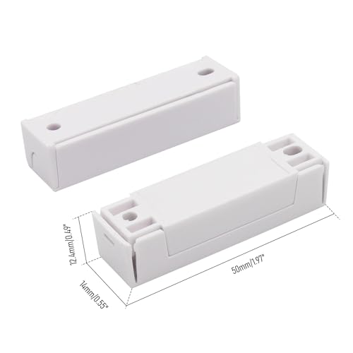 Image of 5Pcs Magnetic Reed Switch Wired Surface Mount Normally Closed NC Contact Sensor Alarm Magnetic Door Switch with 2 Wires, ABS White, MC-44b
