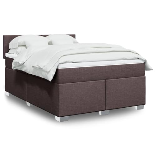 Juroupi Cama Box Spring con colchón Cama con colchon Estructura Cama Base de Cama somier Tela marrón Oscuro 140x190 cm - 3288179