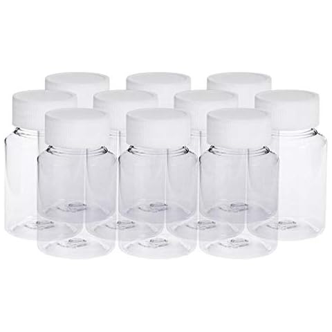 Danigrefinb Chemical Refillable Bottle Dispenser Container 10Pcs 50ml Clear Chemical Bottles Medicine Tablet Dispenser Storage Container(Transparent 10pcs) Cover