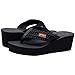 MALIDA Womens Wedge Arch Support Flip Flops Cushion Soft Rubber Midsole Platform Thong Sandals with Rubber Sole,Black US 8