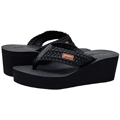 MALIDA Womens Wedge Arch Support Flip Flops Cushion Soft Rubber Midsole Platform Thong Sandals with Rubber Sole