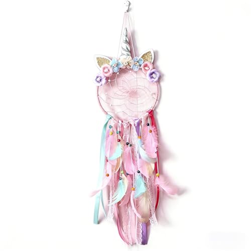 Attrape Rêve, 1 Pièce, Decoration Chambre Fille Fait Main, Attrape-rêves Mural, Plumes colorées, Fleurs colorées, Accueil Chambres Mur Pendaison Mariage Décoration, Accessoires de Chambre d'enfant