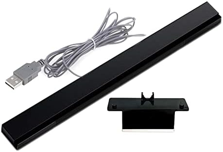 SOONORY USB Wired Wii Sensor Bar, Replacement Infrared IR Ray Motion Sensor Signal Receiver for Nintendo Wii and Wii U Console with Stable Stand(Black)