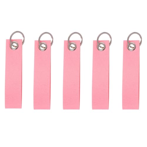 YIFENGXING 5 Stück Filz-Schlüsselanhänger Blanko-Beschriftbare Filz-Anhänger mit Edelstahlring für DIY individueller Schlüsselring Bastelbedarf Farbiges Geschenkzubehör (Rosa 13x3cm)