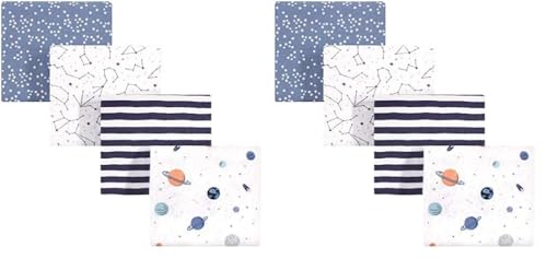 Image of Hudson Baby Unisex Baby Cotton Flannel Receiving Blankets, Space, One Size (Pack of 2)