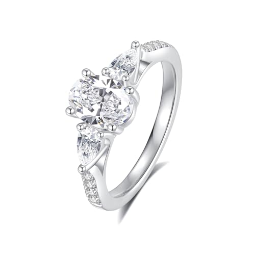 Moissanite Engagement Rings for Women Wedding Rings 925 Sterling Silver with 18K White Gold Plated Promise Anniversary Ring Elegant Gift Packed2