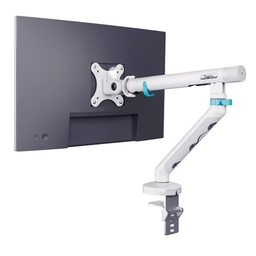 Monitör, Özel Tasarım Tekli Kolu Max 35" 10 Kg Taşıma Kapasiteli Mekanik Yaylı Hızlı Tak-Çıkar (Vidasız Montaj) Beyaz
