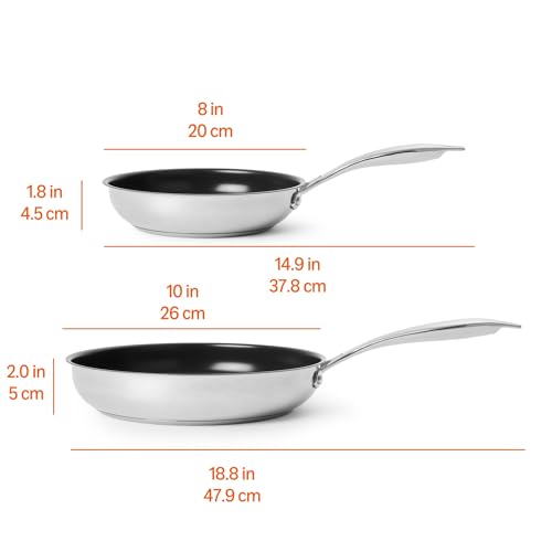 Amazon Basics 2-Piece Ceramic Non-Stick Stainless Steel Fry Pan Set, 10-Inch and 8-Inch by Amazon Basics - Image 5