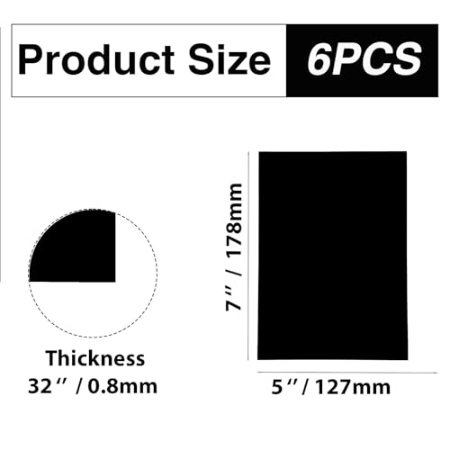Image of 6Pcs Black Anodized Aluminum Sheet 5 inch x 7 inch x 1 /32 inch (0.8mm) Corrosion-Resistant Metal Plates for Laser Engraving, DIY Crafting, Sign Making, Home Decor