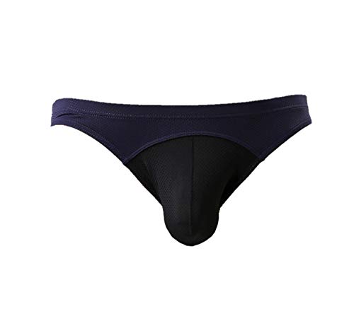 YUYANG 55 Mens Color Wide Belt Soft Briefs Fashion Sexy Small Mesh Underwear (XXL / 34.5-39, Navyblue)