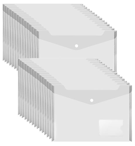 Plastic Envelopes Wallets, MerryNine 30 Pack A4 Clear Document Folder, for School Home Work Office Organization (30, Transparent)