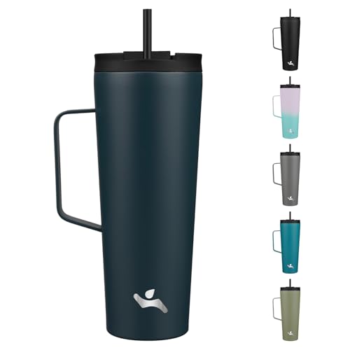 Image of Konokyo 26 oz Insulated Tumbler with Handle & Straw, Stainless Steel Mug