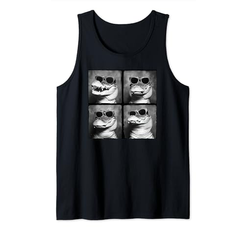 Funny Crocodile in Sunglasses Quirky Alligator Funny Gator Tank Top