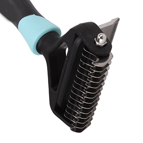 Ancinho para cuidados de animais de estimação, removedor de pelos dupla face, de aço inoxidável, par