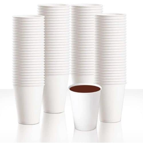 Paper Cups | 100 Pack 8oz Eco Friendly Cups | Paper Cups for Hot & Cold Drinks | Camping Cups | Tea Cups | Party Glass | Paper Party Cups | Coffee Cup | Dessert Cups | Takeaway Coffee Cups, White