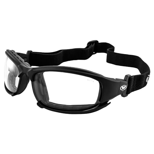 Global Vision Assault 24 Motorcycle Sunglasses Safety Glasses ANSI Z87.1 Convertible to Goggles Foam-Padded Black Frame w/Photochromic Lenses (Clear to Smoke)